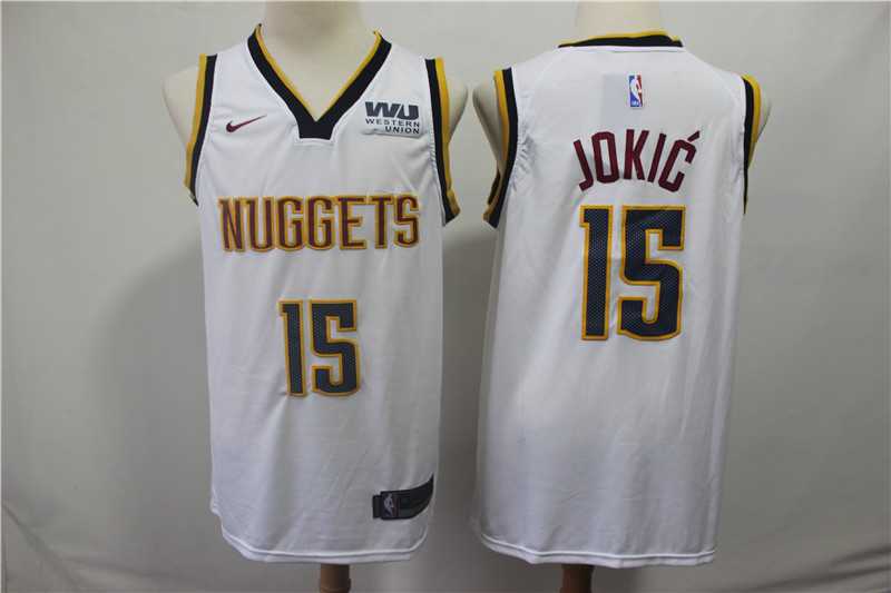 Men Denver Nuggets 15 Jokic white Game Nike NBA Jerseys